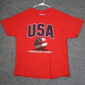USA Baseball‎ T-Shirt America's Game Patriotic Mens XL Red Short Sleeve